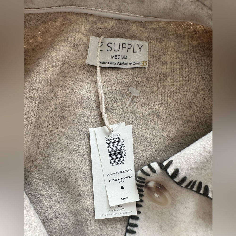 Z Supply NWT Olivia Whipstitch Jacket Oatmeal Heather Women’s Size M - Picture 6 of 8